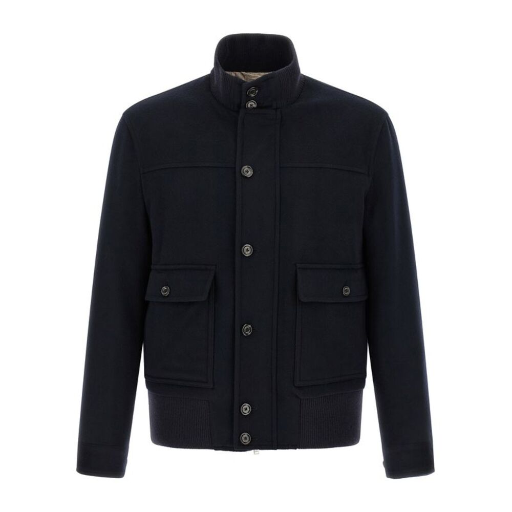 Lardini Blue Virgin Wool Full-Length Men's Jacket